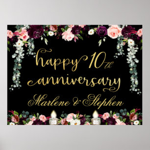 Affiche Joyeux anniversaire de chaque année Floral Garland