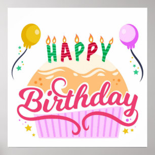 Affiche Joyeux anniversaire de lettres colorées