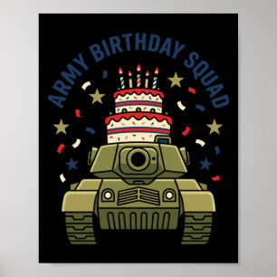 Affiche Joyeux Anniversaire Équipe Armée Enfants Militaire