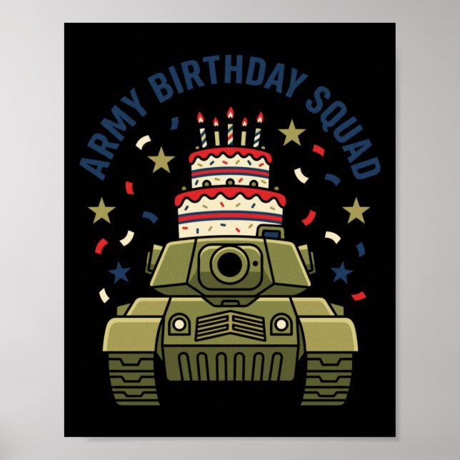 Affiche Joyeux Anniversaire Équipe Armée Enfants Militaire (Devant)