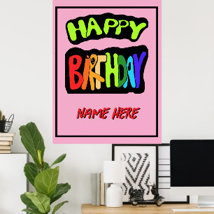 Affiche Joyeux anniversaire et nom personnalisé