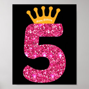 Affiche Joyeux anniversaire, Filles 5e fête 5 ans Annivers