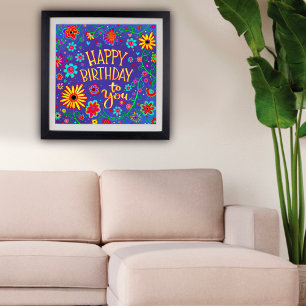 Affiche Joyeux Anniversaire Fun School Floral Cute Inspiri