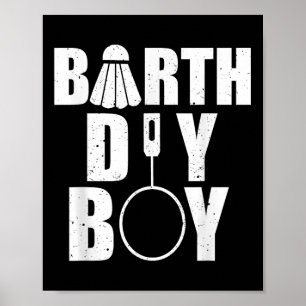 Affiche Joyeux anniversaire garçon Badminton Joueur navett