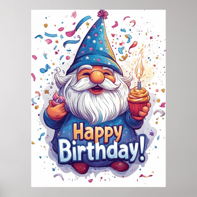 Affiche Joyeux Anniversaire Gnome : Création d'anniversair (Devant)