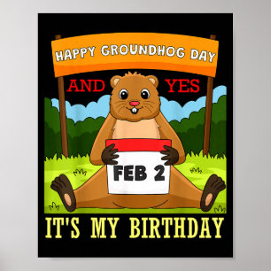 Affiche Joyeux anniversaire Groundhog Day le 2 février Fam