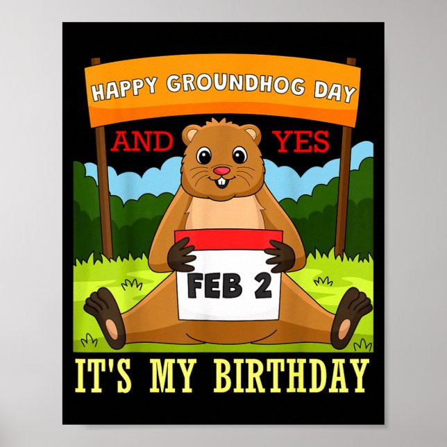 Affiche Joyeux anniversaire Groundhog Day le 2 février Fam (Devant)