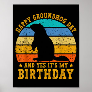 Affiche Joyeux anniversaire Groundhog Day Woodchuck Ground