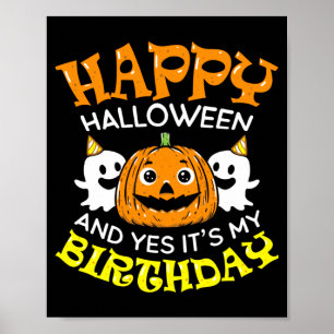 Affiche Joyeux anniversaire Halloween Fille née le Garçon