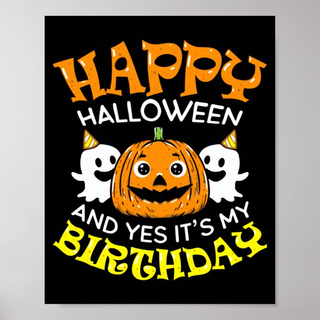 Affiche Joyeux anniversaire Halloween Fille née le Garçon  (Devant)