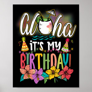 Affiche Joyeux anniversaire hawaïen Aloha plages Hawaï