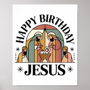Affiche Joyeux Anniversaire Jésus Noël Tenue Chrétienne Po