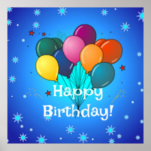 Affiche Joyeux anniversaire...l'heure de la fête ! Arrondi