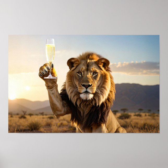 Affiche Joyeux Anniversaire Lion - Félicitations -  (Devant)