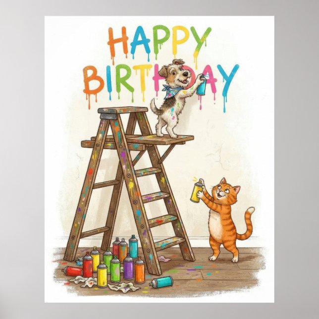Affiche Joyeux anniversaire mignon (Devant)