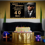 Affiche Joyeux Anniversaire Photo Party Événement Gold Bla<br><div class="desc">Joyeux anniversaire Photo Party Event Gold Black Custom Poster est idéal pour cette fête d'anniversaire élégante et classe. Personnalisez-le avec votre photo et vos informations.</div>