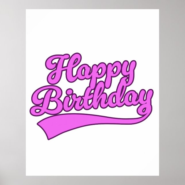 Affiche Joyeux Anniversaire police vintage (Devant)