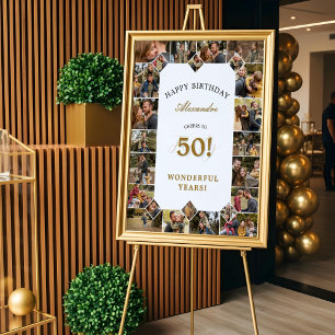 Affiche Joyeux Anniversaire pour 50 Ans de Collage de Phot