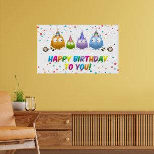 Affiche Joyeux Anniversaire pour vous, Chouettes de Hoot,