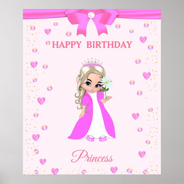 Affiche Joyeux Anniversaire Princesse Mignonne & Pierres P (Devant)