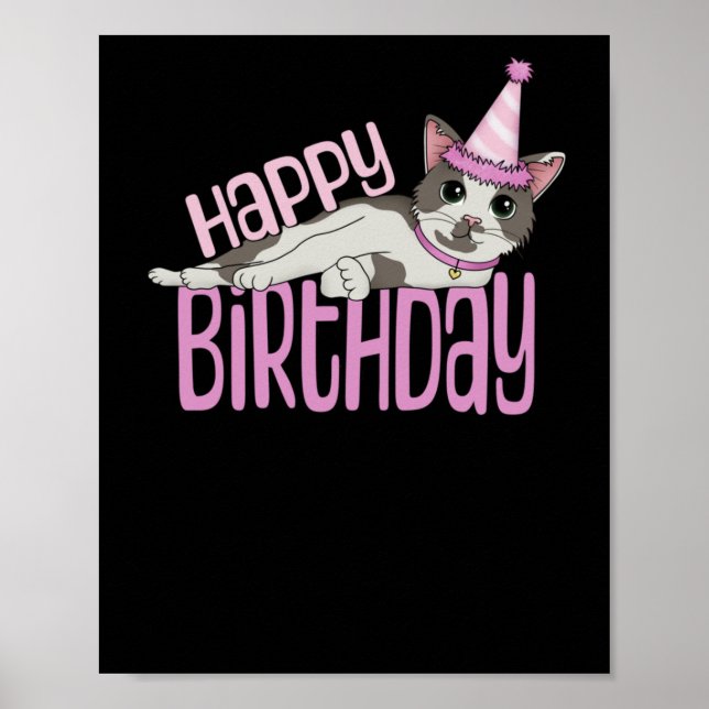 Affiche Joyeux anniversaire - rose (Devant)