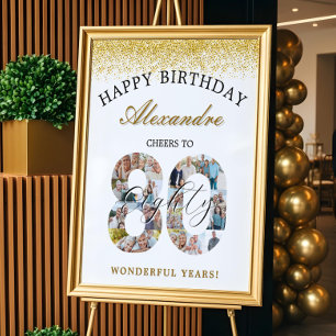 Affiche Joyeux Anniversaire Salue À 80 Ans Photo Collage
