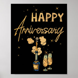 Affiche Joyeux Anniversaire Salue Bouteille De Vin