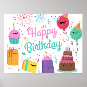 Affiche Joyeux anniversaire souriant