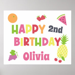 Affiche Joyeux Anniversaire Tutti Frutti Coloré Tous Âges