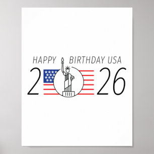 Affiche Joyeux anniversaire Usa - 2026 Jour de l'Indépenda