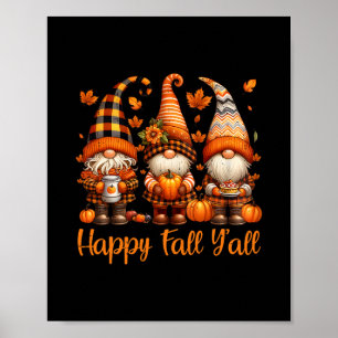 Affiche Joyeux Automne à Tous Gnome Citrouille Automne Act