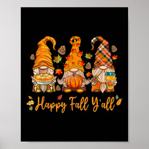 Affiche Joyeux Automne à Tous Gnome Citrouille Thanksgivin