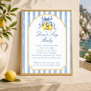 Affiche Joyeux Baby Shower Amalfi Lemon - Panneau de jeu N
