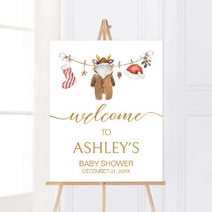 Affiche Joyeux Baby shower Vêtements de Noël Bienvenue
