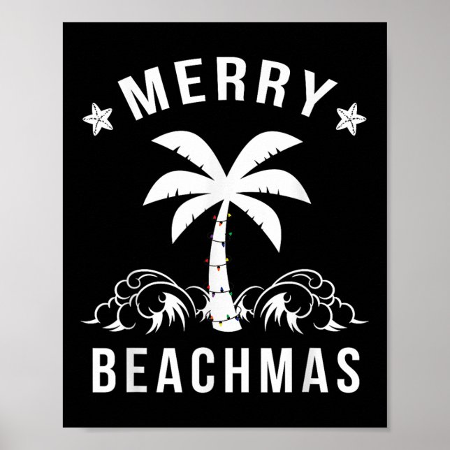 Affiche Joyeux Beachmas Palm Tree Beach Noël (Devant)