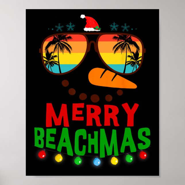 Affiche Joyeux Beachmas Tropical Noël Hawaii Snowman B (Devant)