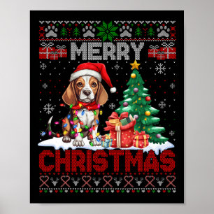 Affiche Joyeux Beagle de Noël Amoureux des chiens Ugly Xma