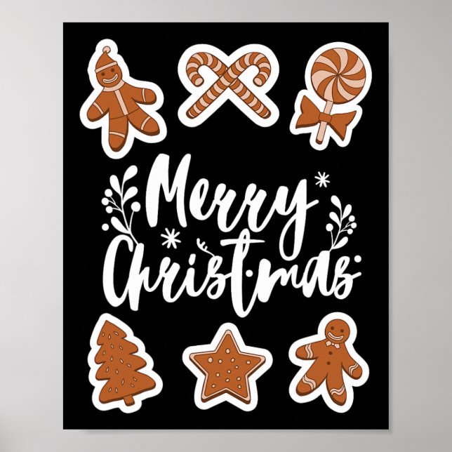 Affiche Joyeux biscuits de Noël Pain d'épice Homme Boulang (Devant)