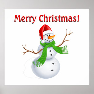 Affiche Joyeux bonhomme de neige de Noël