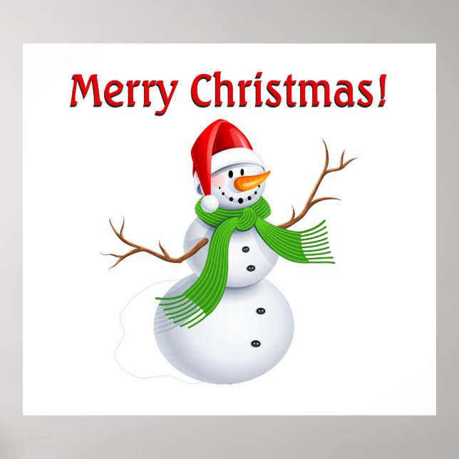 Affiche Joyeux bonhomme de neige de Noël (Devant)