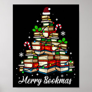 Affiche Joyeux Bookmas Livres Sapin de Noël Amoureux des L