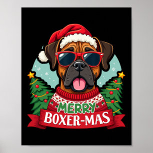 Affiche Joyeux Boxer-mas Jote Boxer Chien Noël