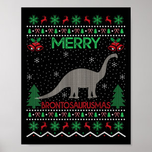 Affiche Joyeux Brontosaurus Cadeau Noël laid Brontosaurus