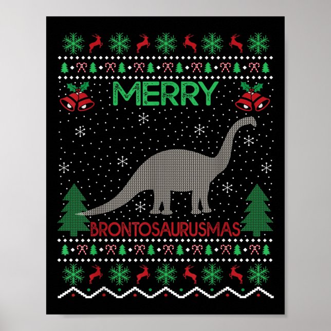 Affiche Joyeux Brontosaurus Cadeau Noël laid Brontosaurus  (Devant)