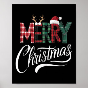 Affiche Joyeux Buffalo Noir Et Blanc Plaid Pour