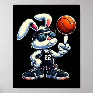 Affiche Joyeux Bunny de Pâques Basketball enfants garçons