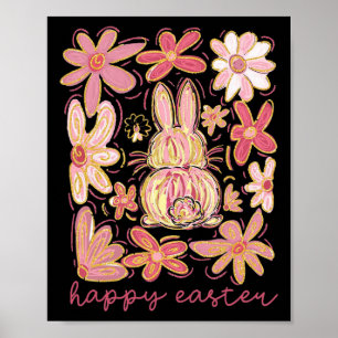 Affiche Joyeux Bunny de Pâques Boho Coquette de Pâques Pin