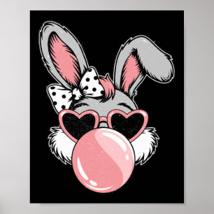Affiche Joyeux Bunny de Pâques Coquette Bow Brushstroke Pâ