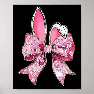 Affiche Joyeux Bunny de Pâques Coquette Bow Oreilles Fille