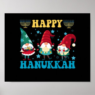 Affiche Joyeux cadeau Hanoukka mignon juif Gnomes magiques